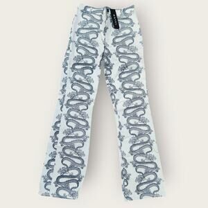 Motel Pants Women's Size S NWT Straight Leg Pants/Trousers Dragon Design hi-rise